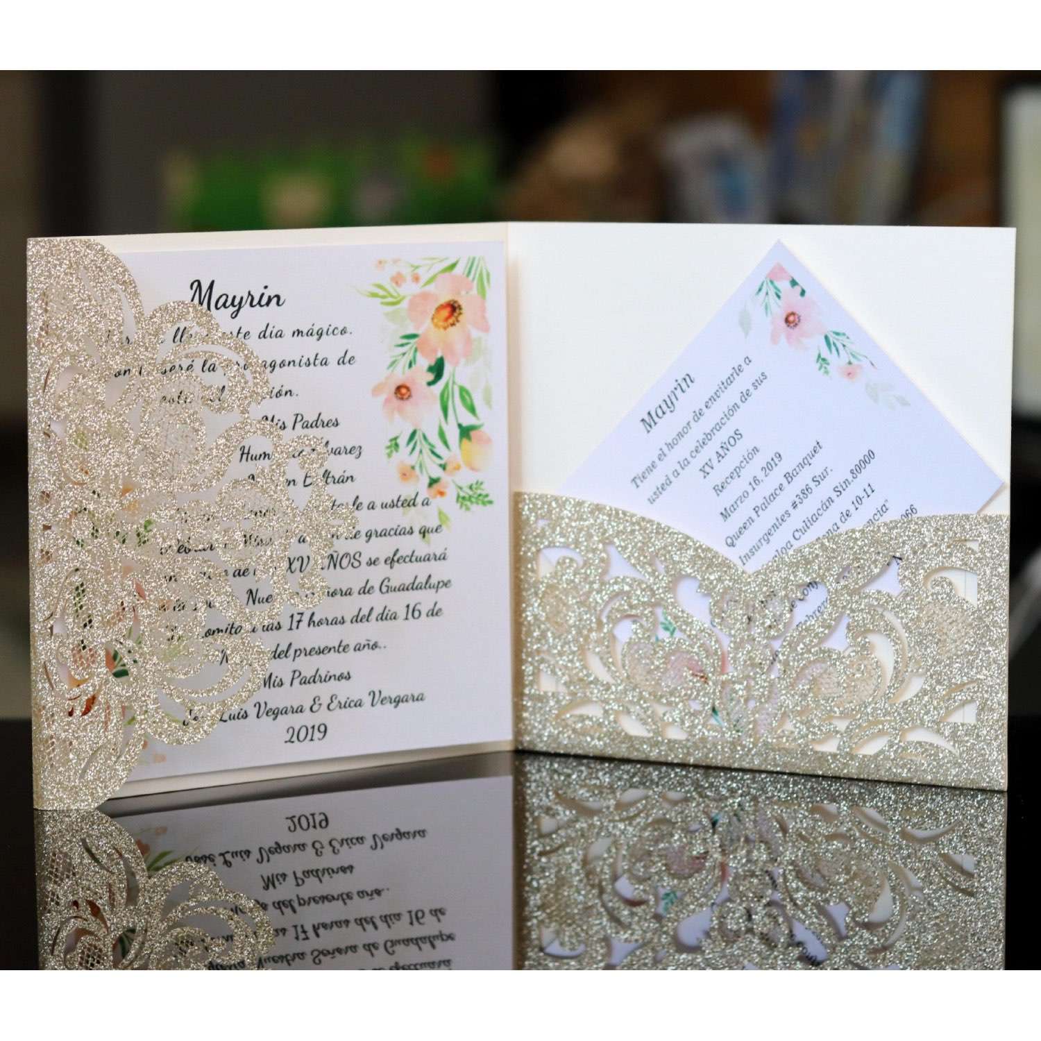 Golden Invitation Card Glitter Thank You Card New Wedding Invitation